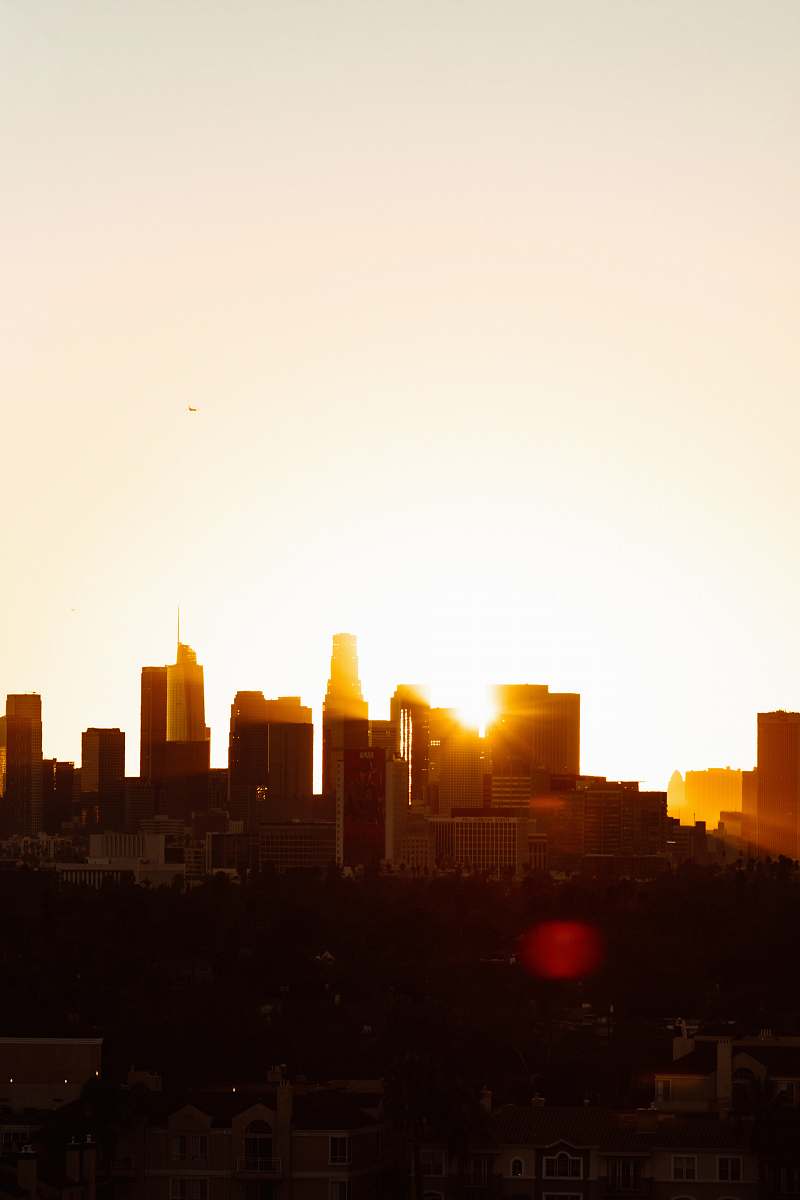 los angeles city during sunrise united states